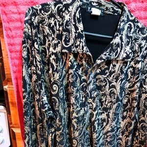 Awesome Size XL Y.M.L.Ä. Shirt buttonup gold and black crepe polyester perfect